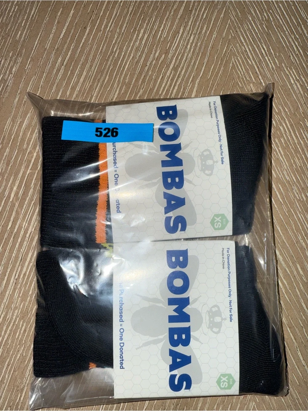 Bombas Youth XS Black Athletic Crew Socks with Blue & Orange Accents 2 Pack NWT